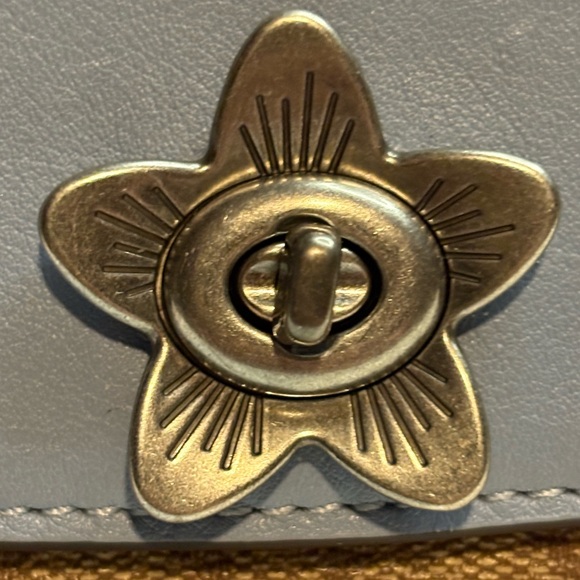 Coach Blue and Brown Floral Accent Wallet - Picture 2 of 9